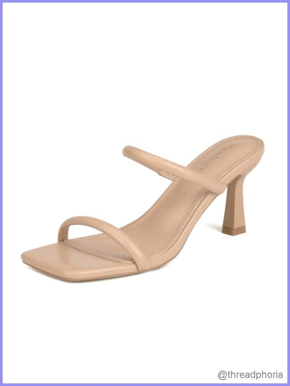 Women's Two Strap Kitten Heel Sandals Square Toe Mule Slip Resistant PU
